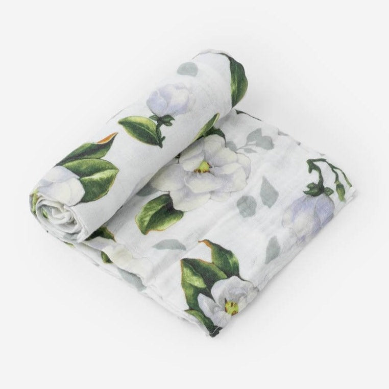 Couverture à langer en mousseline de coton - Magnolia Blossoms-Couvertures-Little Unicorn-Boutique LeoLudo