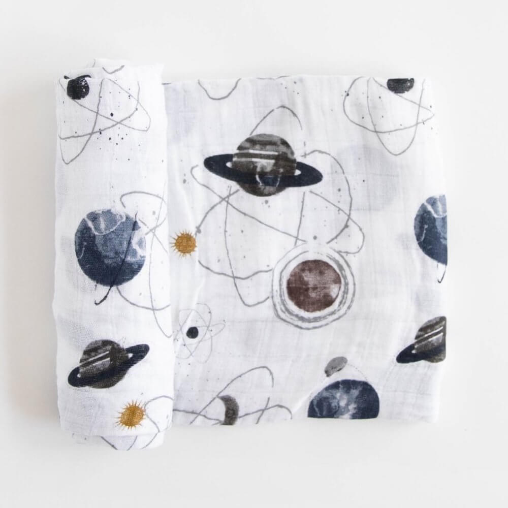 Couverture d'emmaillotage en mousseline de coton - Planetary-Couvertures-Little Unicorn-Boutique LeoLudo