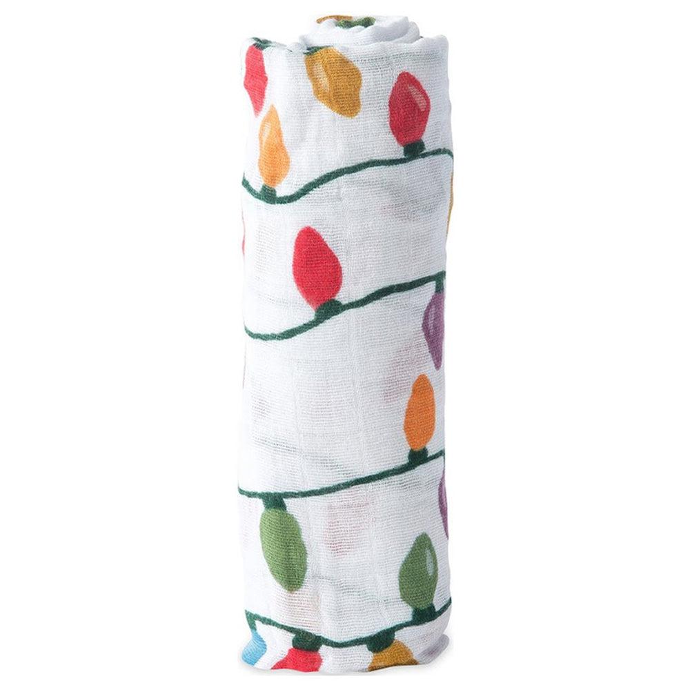 Couverture en mousseline de coton - Ampoules de Noël-Little Unicorn-Boutique LeoLudo