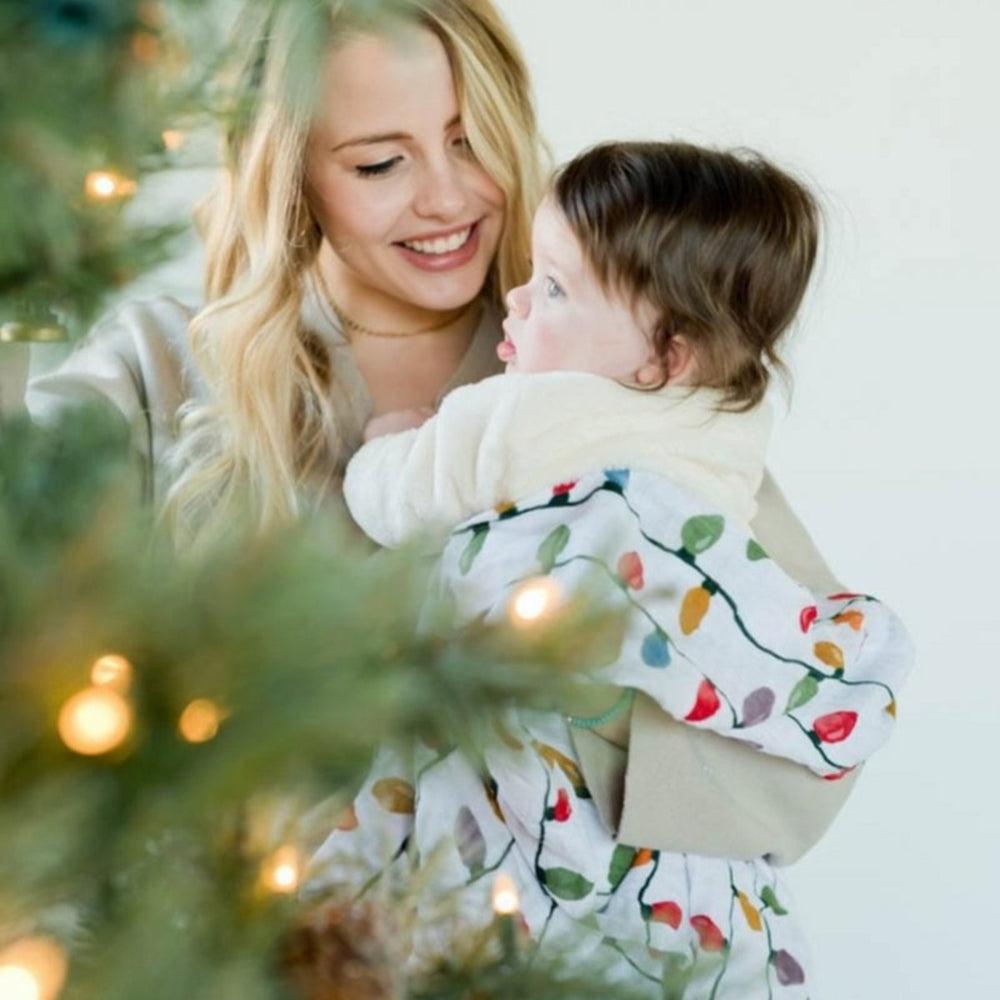 Couverture en mousseline de coton - Ampoules de Noël-Little Unicorn-Boutique LeoLudo