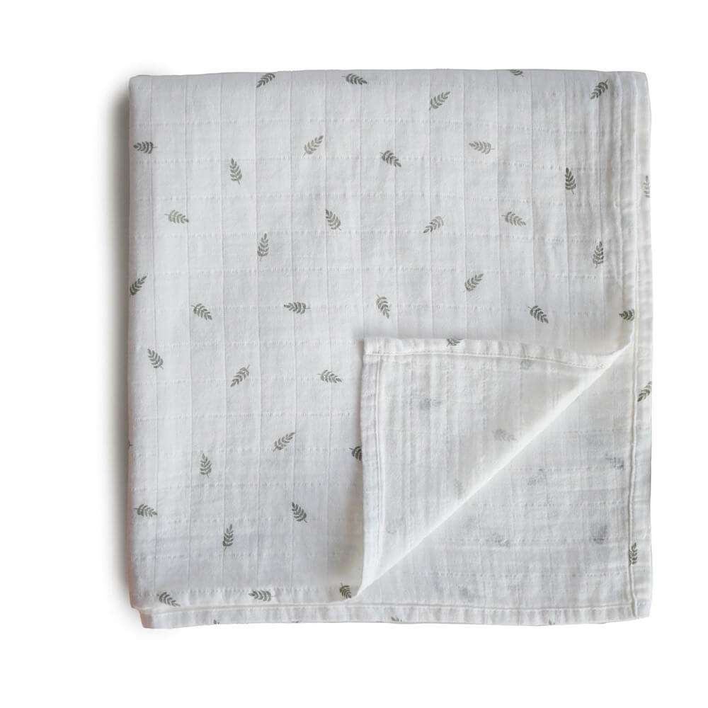 Couverture en mousseline de coton bio - Feuilles-Couvertures-Mushie-Boutique LeoLudo