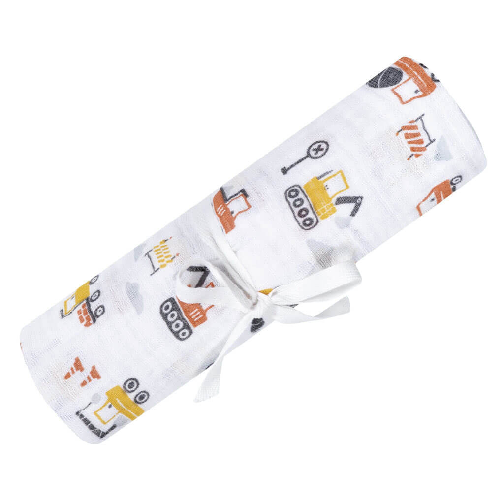 Couverture en mousseline de coton - Camions de construction - Couvertures - Boutique LeoLudo - Perlimpinpin