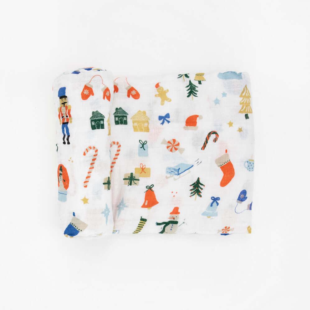 Couverture en mousseline de coton - Temps de Noël-Little Unicorn-Boutique LeoLudo