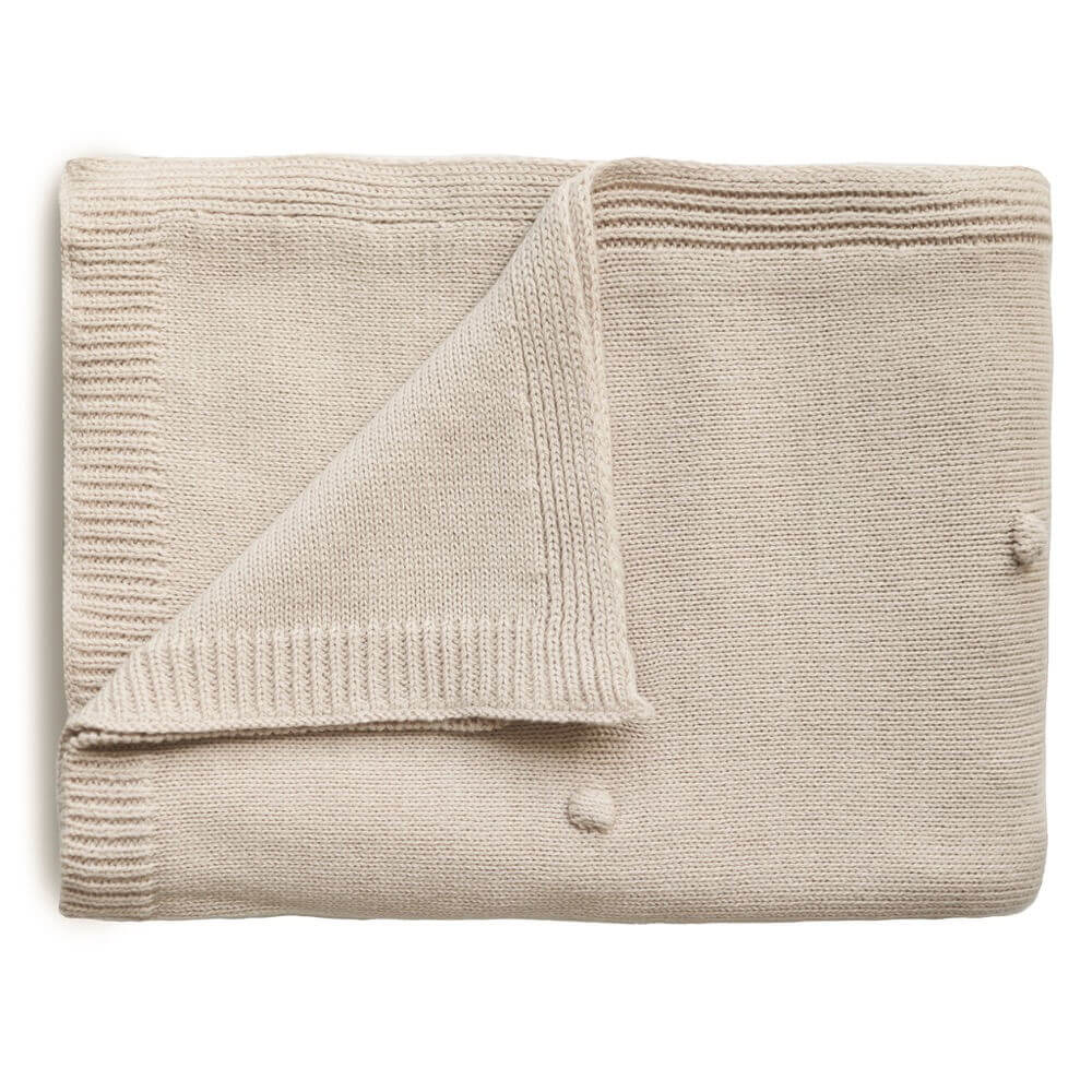 Couverture en tricot à pois texturés - Blanc cassé-Couvertures-Mushie-Boutique LeoLudo