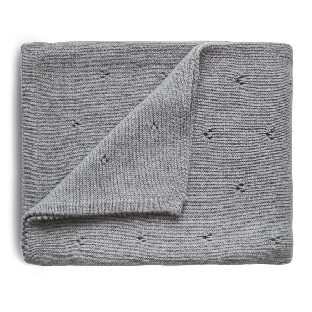 Couverture pointelle de bébé en tricot - Gris chiné-Couvertures-Mushie-Boutique LeoLudo