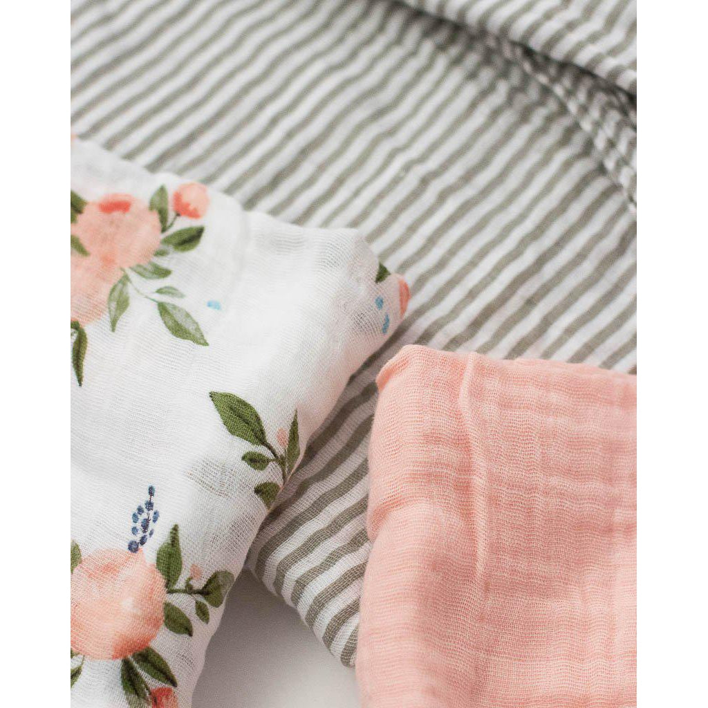 Couvertures mousselines - Watercolor Roses (paquet de 3)-Little Unicorn-Boutique LeoLudo