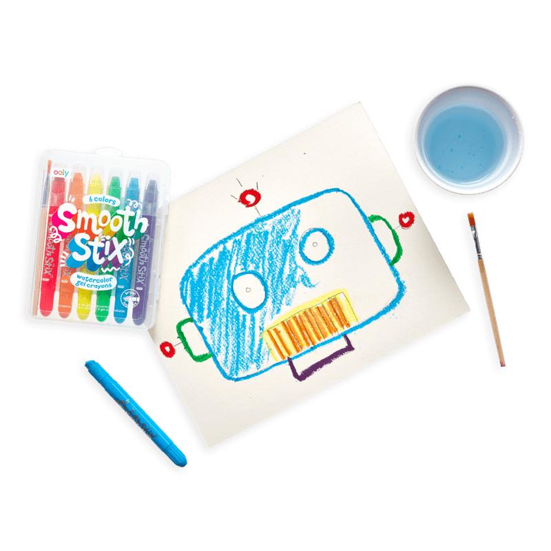 Crayons gel aquarelle Smooth Stix (ensemble de 6 + pinceau) - Art & bricolage - Boutique LeoLudo - OOLY