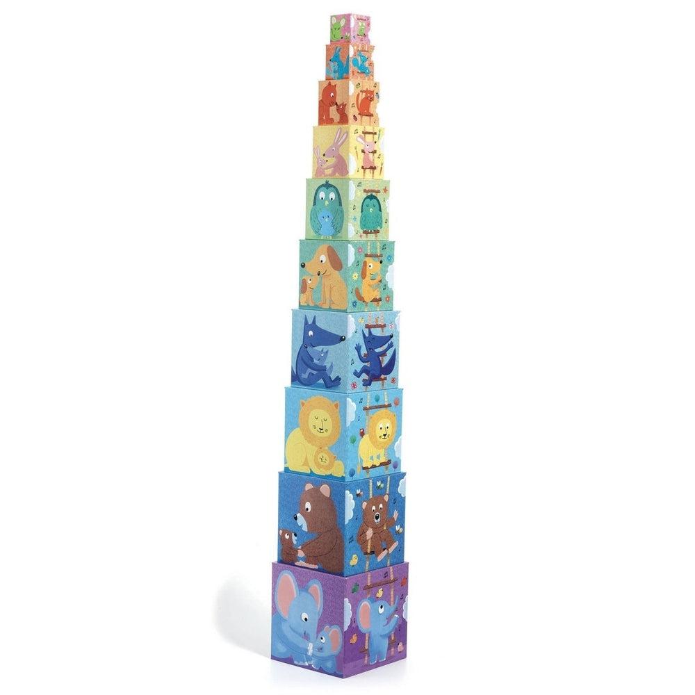 Cubes à empiler arc - en - ciel - Jouets à trier & empiler - Boutique LeoLudo - Djeco