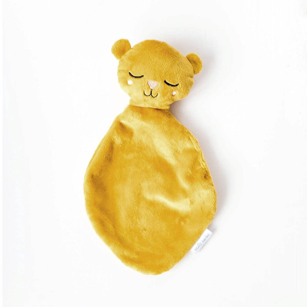Doudou bébé ourson moutarde-Veille sur toi-Boutique LeoLudo