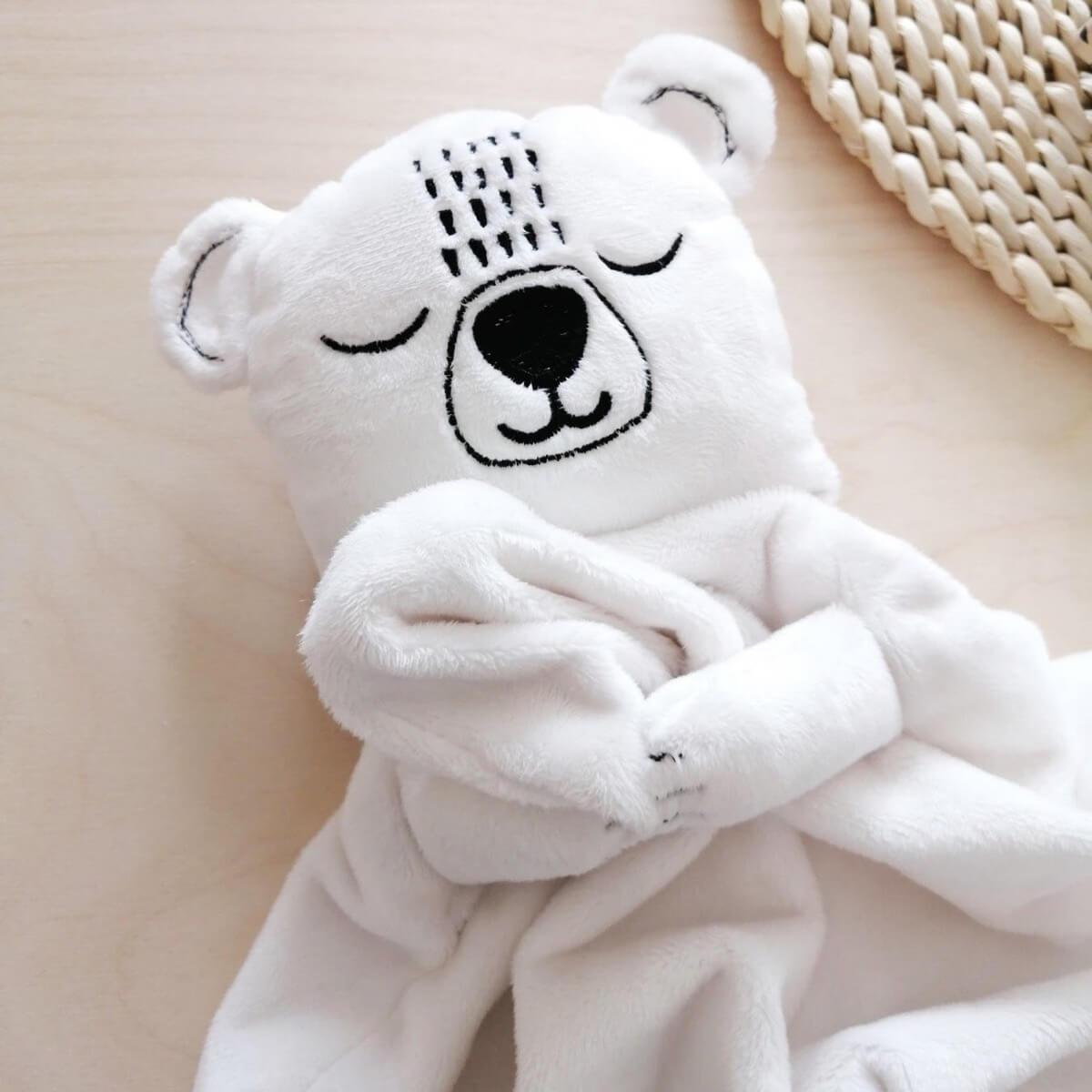 Doudou - Boris l'ours polaire-Veille sur toi-Boutique LeoLudo