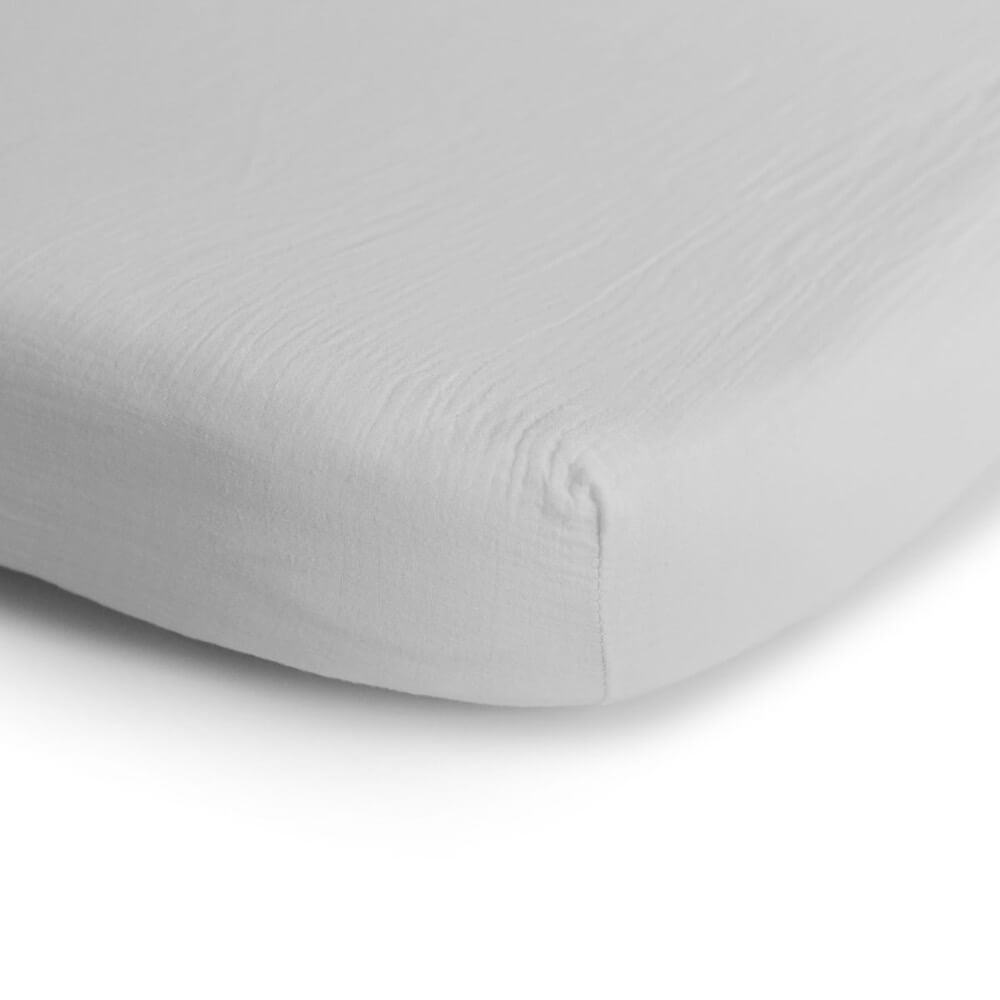 Drap contour de lit de bébé en mousseline - Blanc-Mushie-Boutique LeoLudo