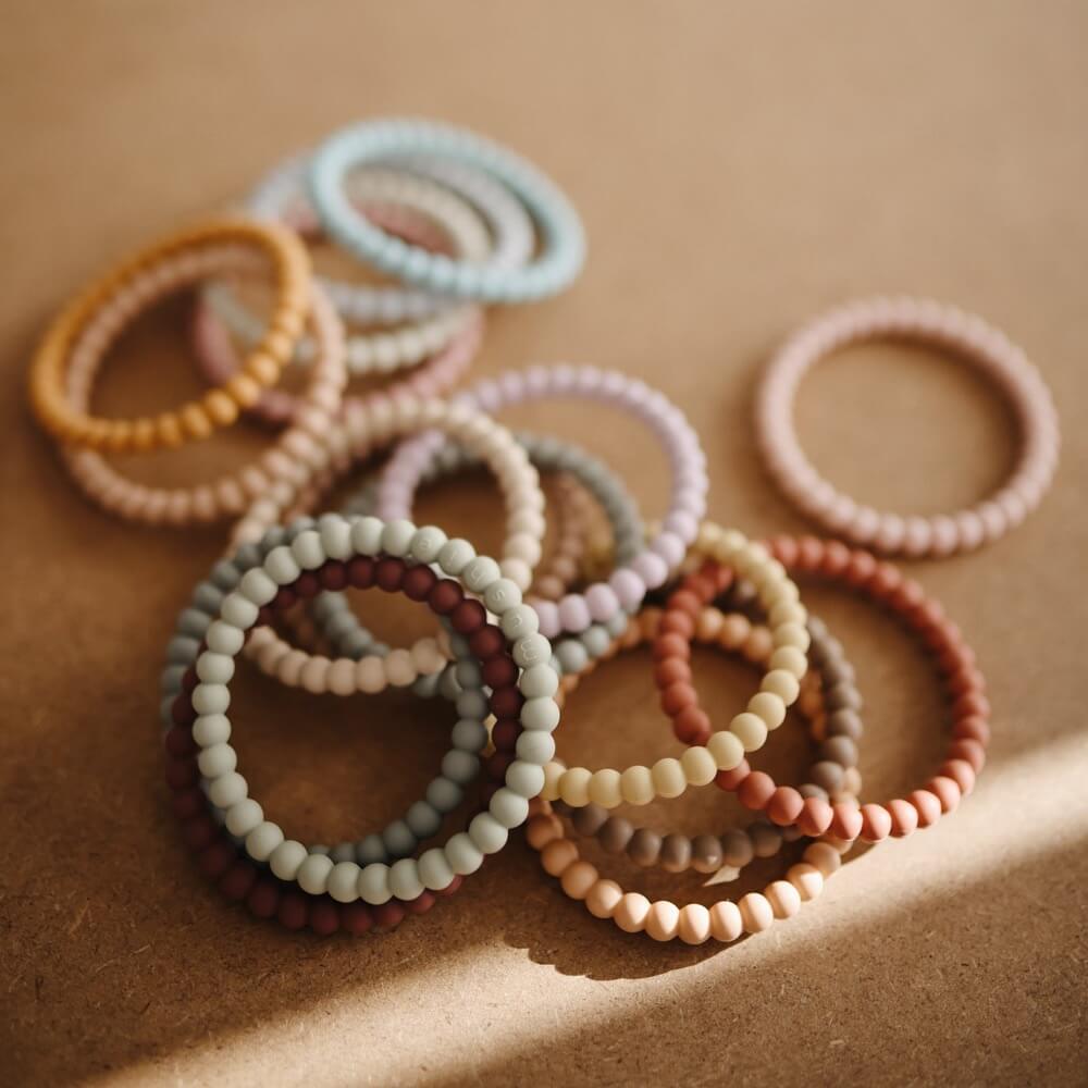 Ensemble 3 bracelets de dentition - Perles (options de couleurs)-Mushie-Boutique LeoLudo