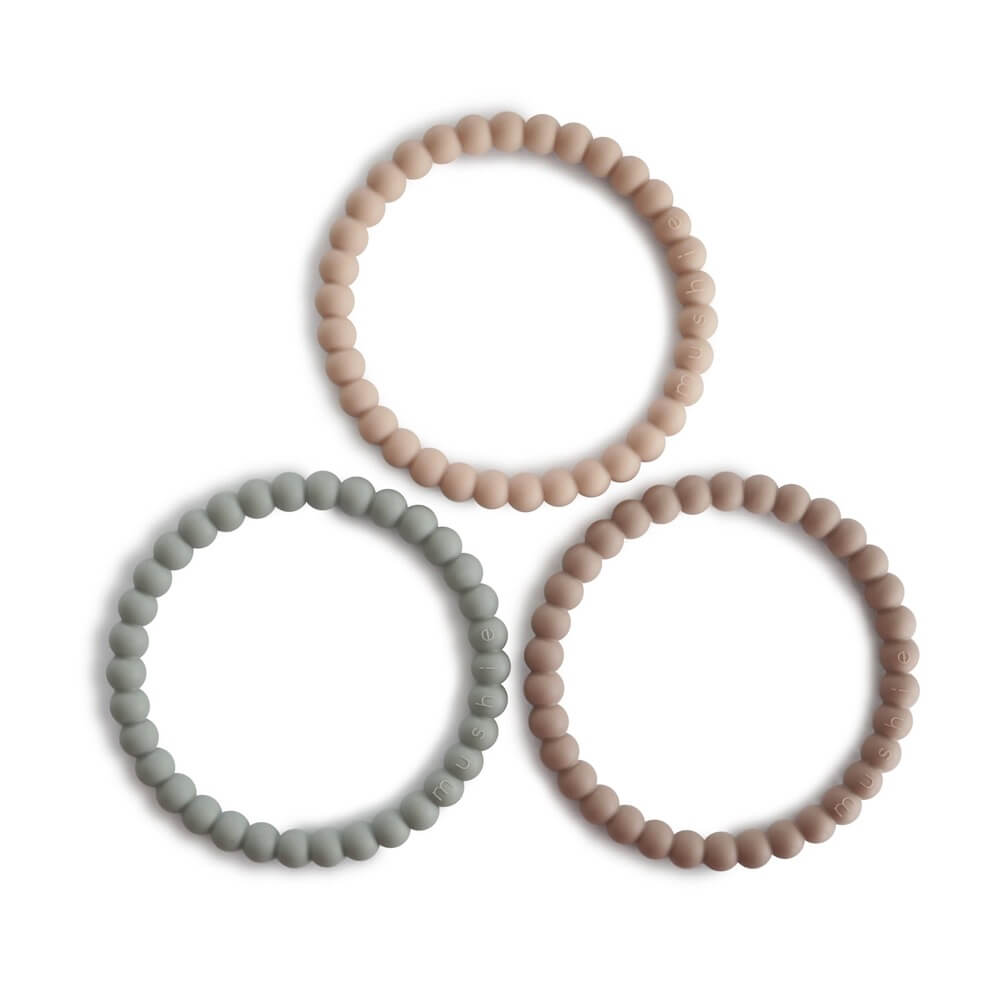 Ensemble 3 bracelets de dentition - Perles (options de couleurs)-Mushie-Boutique LeoLudo