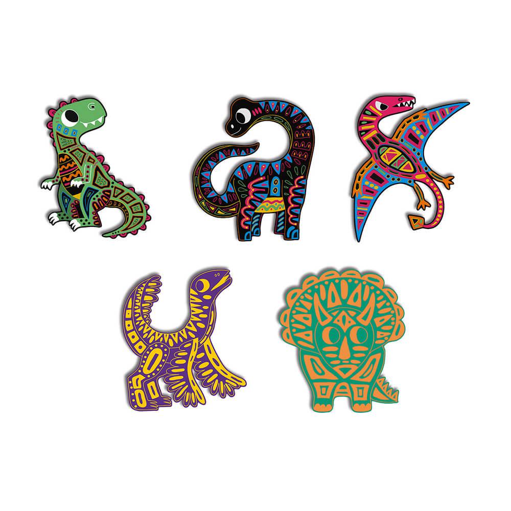 Ensemble créatif Scratch Art - Dinosaures silhouettés-Janod-Boutique LeoLudo