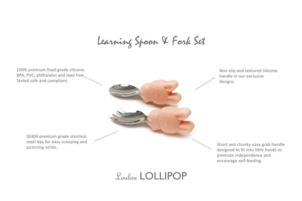 Ensemble cuillère et fourchette d'apprentissage - Lapin-Loulou LOLLIPOP-Boutique LeoLudo