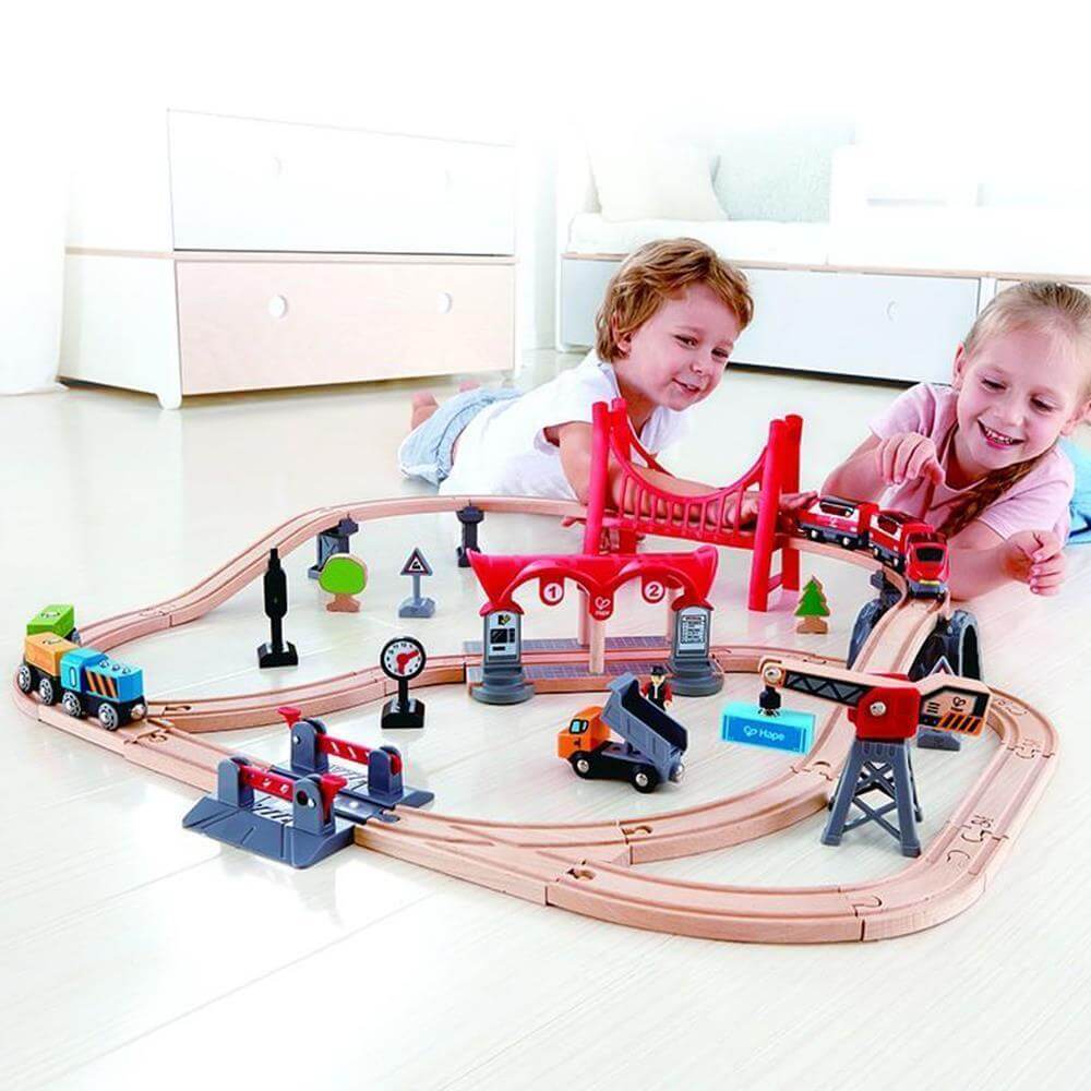 Ensemble de train urbain (51 pcs)-Hape-Boutique LeoLudo
