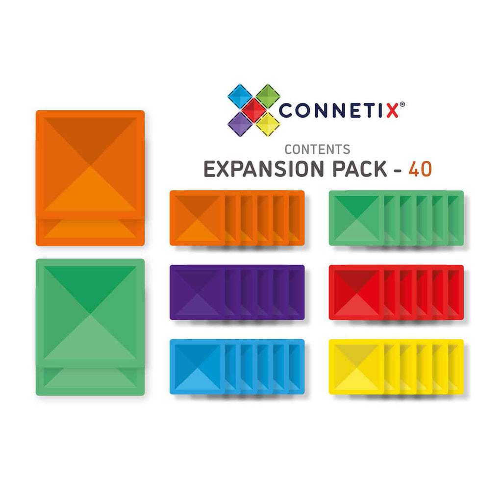 Ensemble d'expansion Rainbow carrés (40 pcs)-Connetix-Boutique LeoLudo