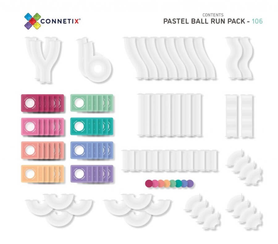 Ensemble parcours de balle Pastel Connetix (106 pcs)-Connetix-Boutique LeoLudo