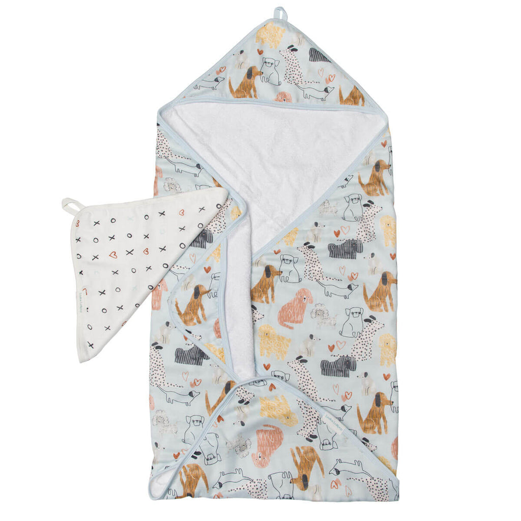 Ensemble serviette à capuche + gant de toilette - Honey Puppies-Loulou LOLLIPOP-Boutique LeoLudo