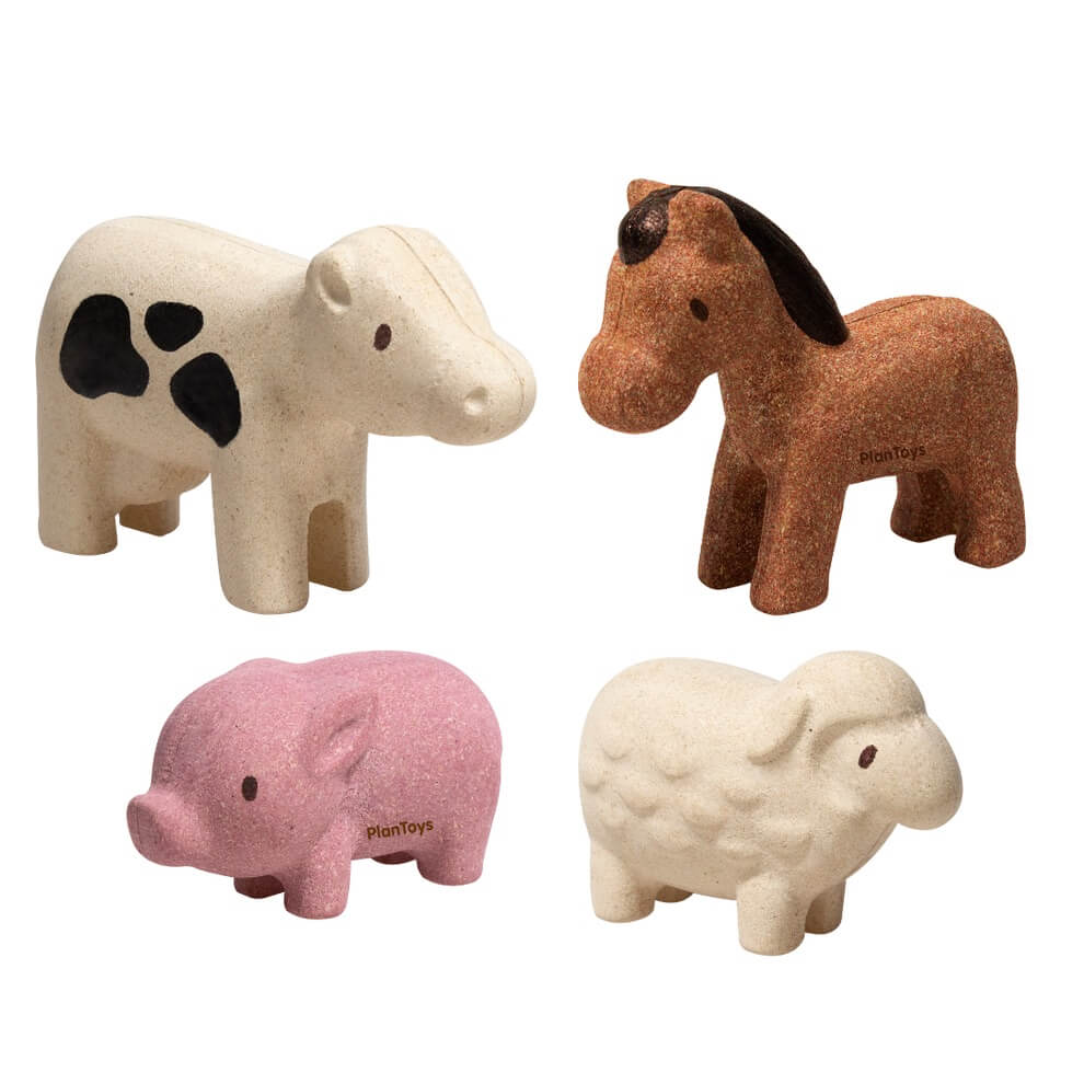 Figurines d'animaux de la ferme en bois-Plan Toys-Boutique LeoLudo