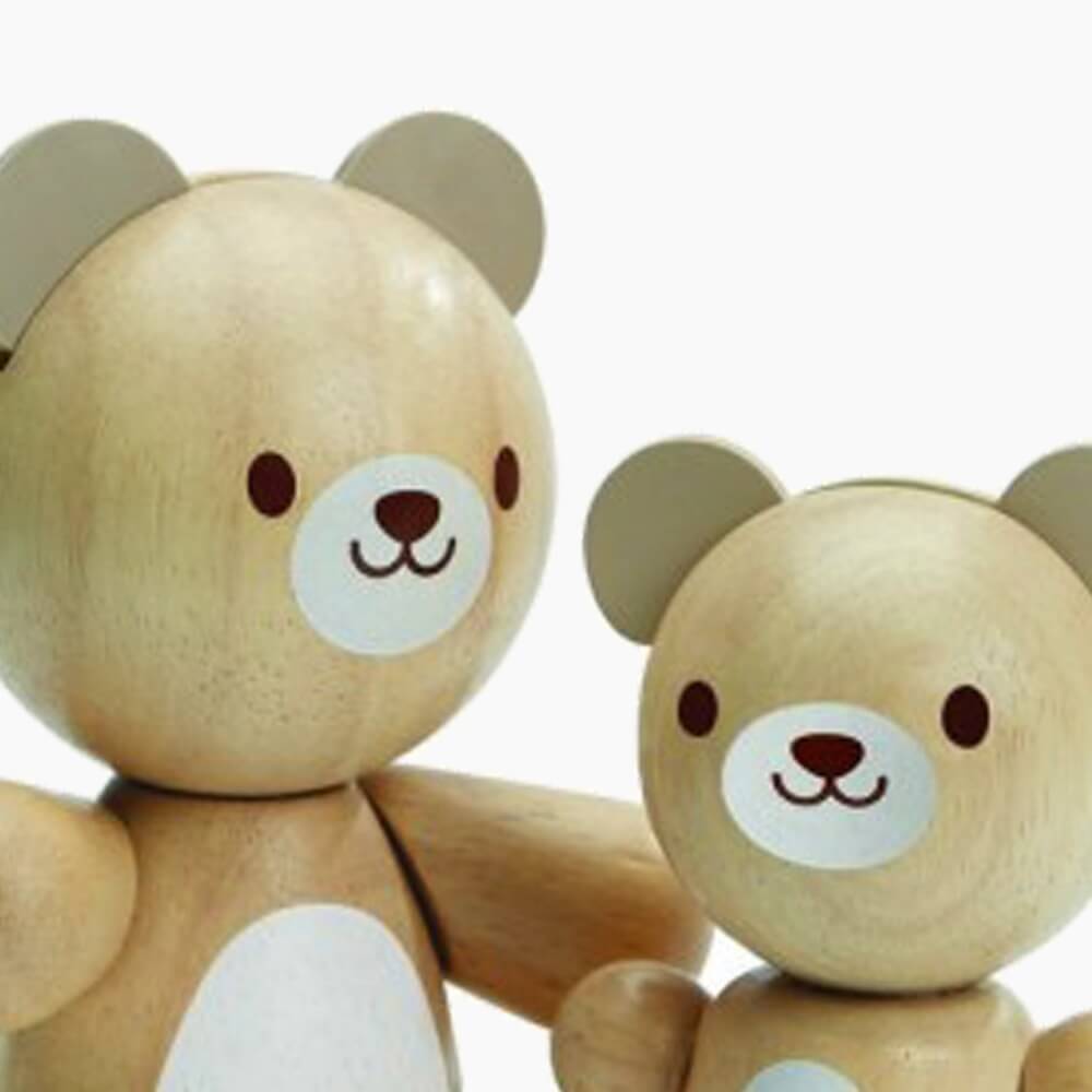 Figurines en bois - Maman ours et ourson articulés-Plan Toys-Boutique LeoLudo