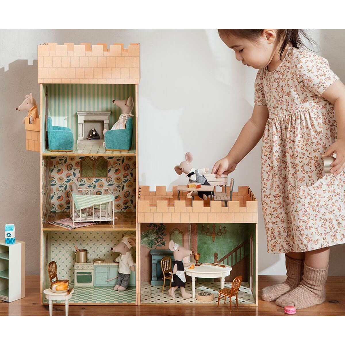 Foyer de cheminée Miniature - Bleu vintage - Accessoires de maison de poupées - Boutique LeoLudo - Maileg