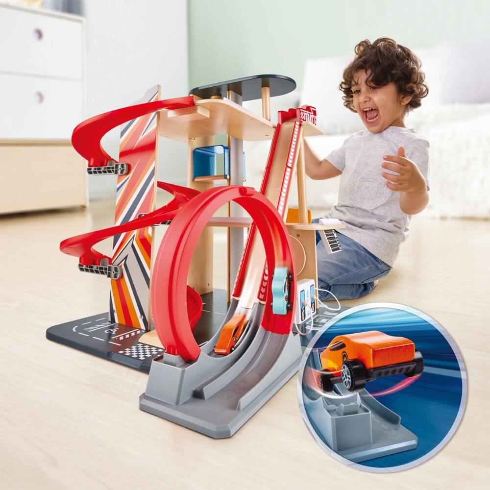 Garage de cascadeurs Gearhead - Ensembles de jeu - Boutique LeoLudo - Hape