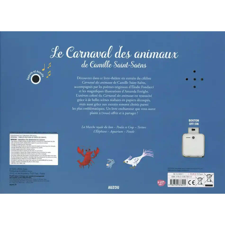 Livre sonore - Le carnaval des animaux-Auzou-Boutique LeoLudo