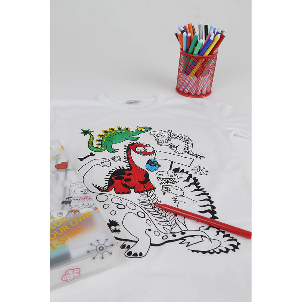 Marqueurs + t-shirt à colorier (4-7 ans) - Dinosaures-Funny Mat-Boutique LeoLudo