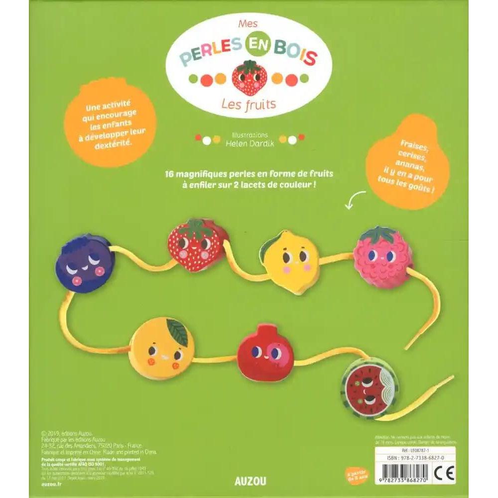Mes premières perles en bois - Les fruits - Jeux de motricité fine - Boutique LeoLudo - Auzou