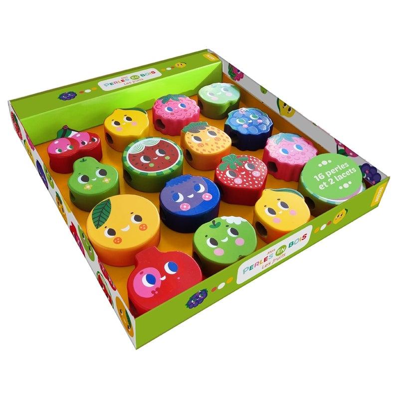 Mes premières perles en bois - Les fruits - Jeux de motricité fine - Boutique LeoLudo - Auzou