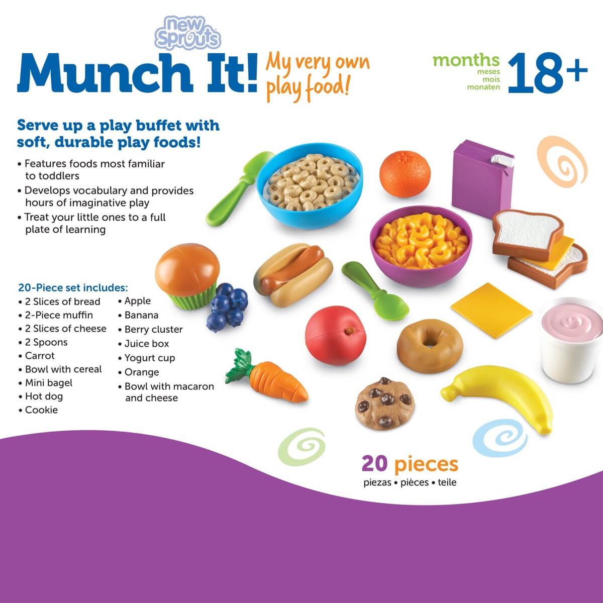 New Sprouts - Ensemble d'aliments de jeu Munch It (20 pcs) - Jouets d'imitation - Boutique LeoLudo - Learning Resources