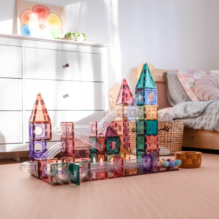 Parcours de balle Pastel Connetix (106 pcs) - Jeux de construction - Boutique LeoLudo - Connetix