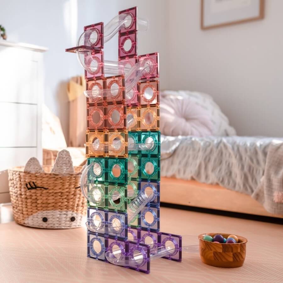 Parcours de balle Pastel Connetix (106 pcs) - Jeux de construction - Boutique LeoLudo - Connetix