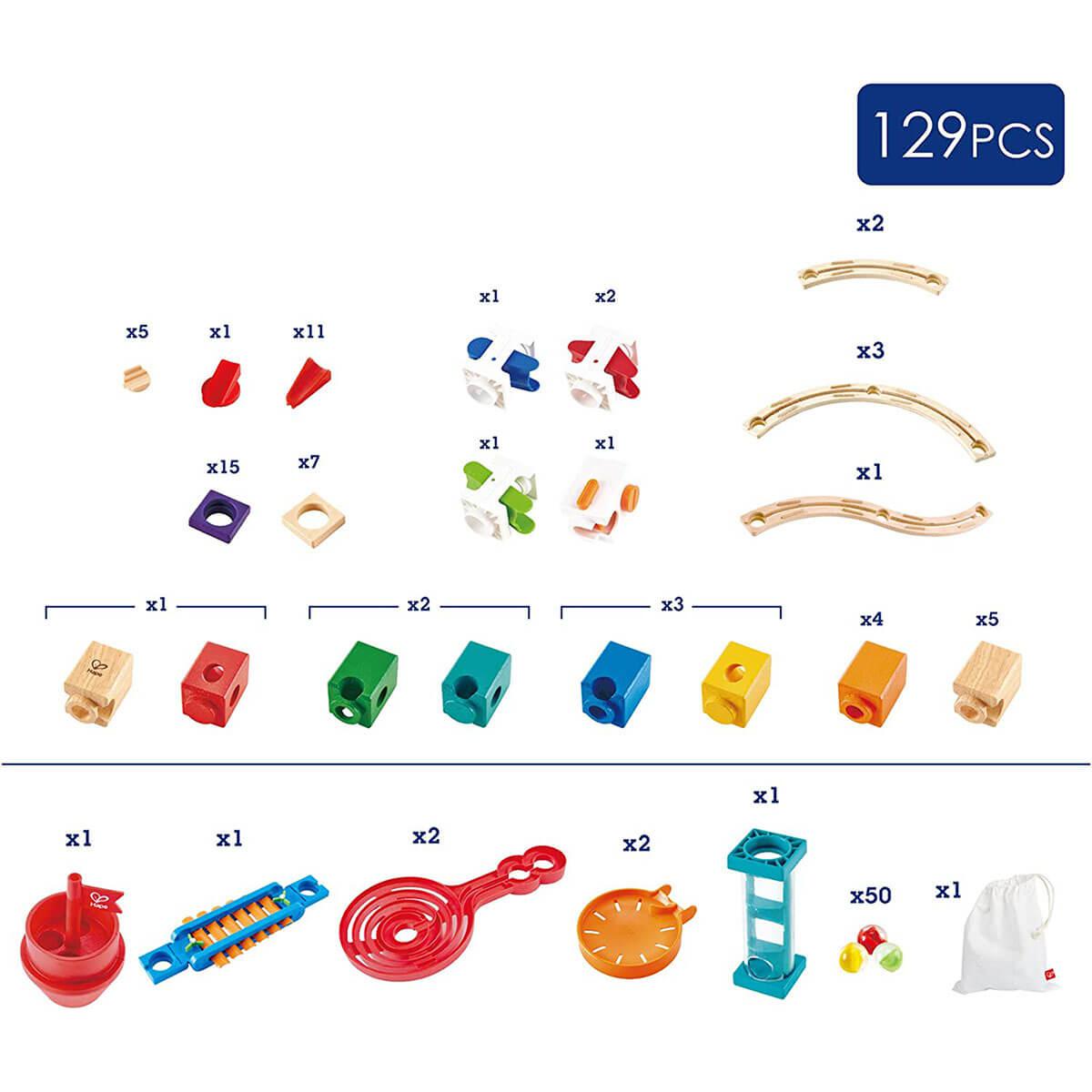 Parcours de billes Super spirales Quadrilla (129 pcs) - Jeux de construction - Boutique LeoLudo - Hape