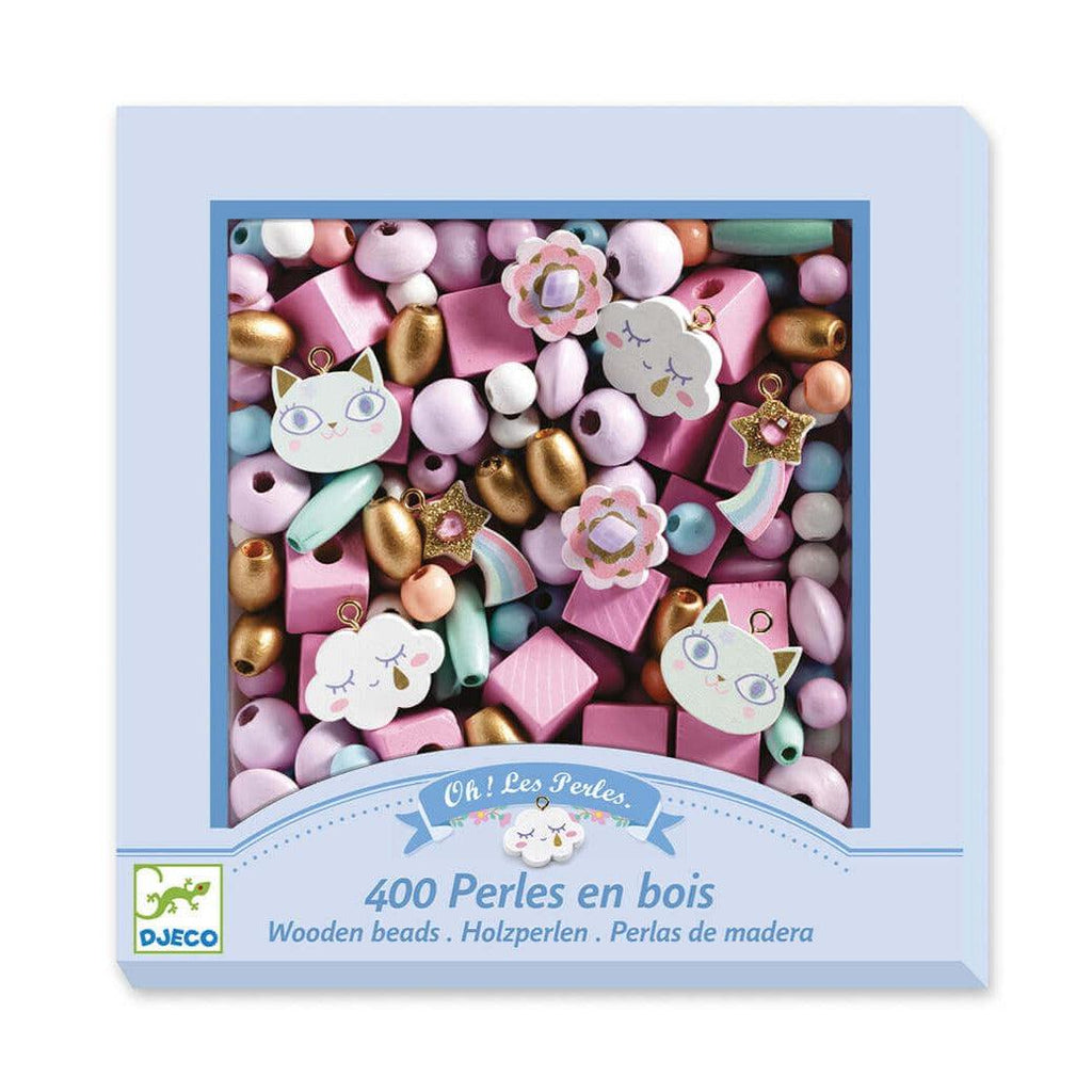 Perles en bois à enfiler - Arc-en-ciel (400 pcs)-Djeco-Boutique LeoLudo