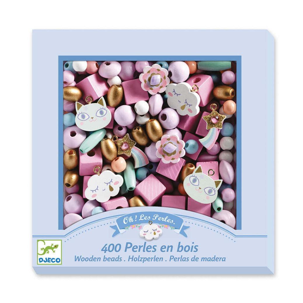 Perles en bois à enfiler - Arc - en - ciel (400 pcs) - Jeux de motricité fine - Boutique LeoLudo - Djeco