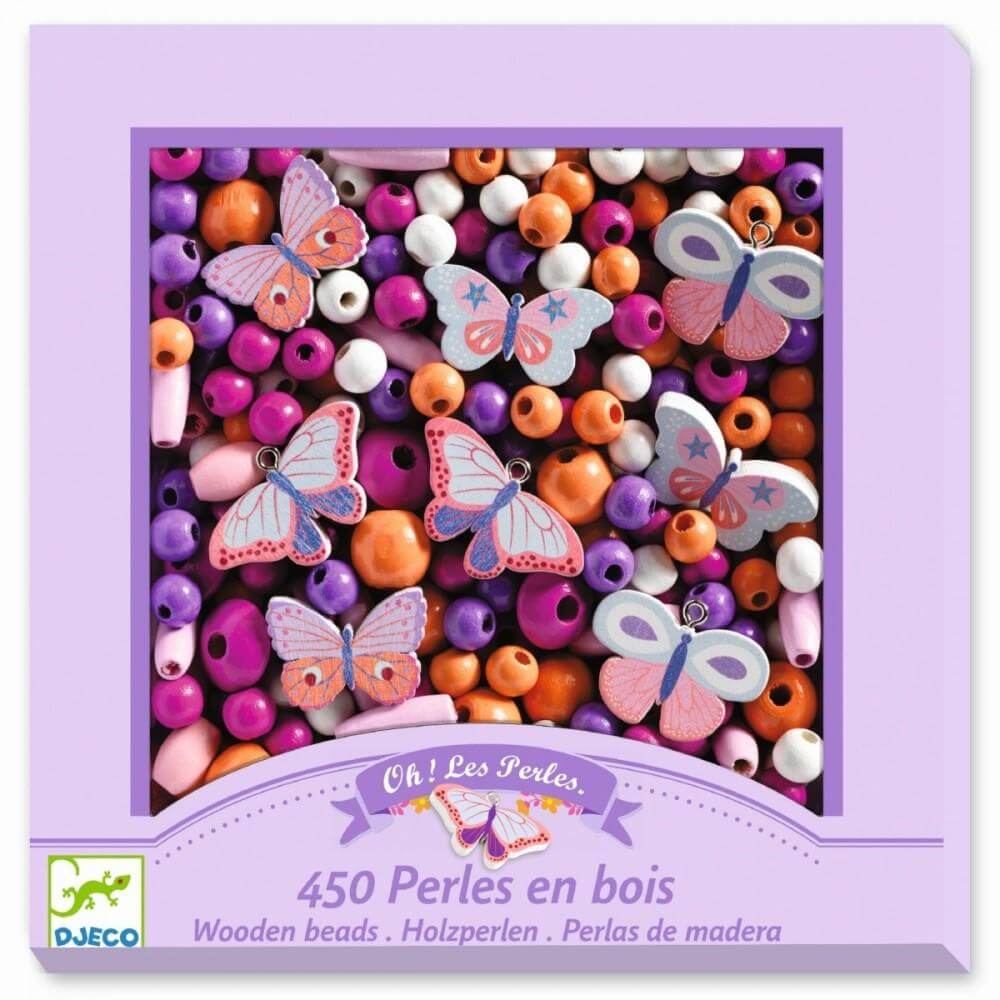 Perles en bois - Papillons (450 pcs)-Jeu de motricité fine-Djeco-Boutique LeoLudo