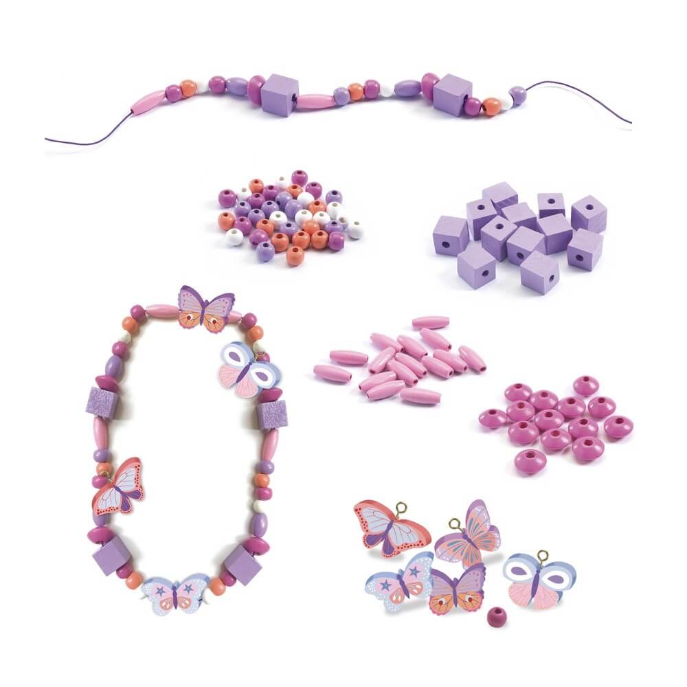 Perles en bois - Papillons (450 pcs) - Jeux de motricité fine - Boutique LeoLudo - Djeco