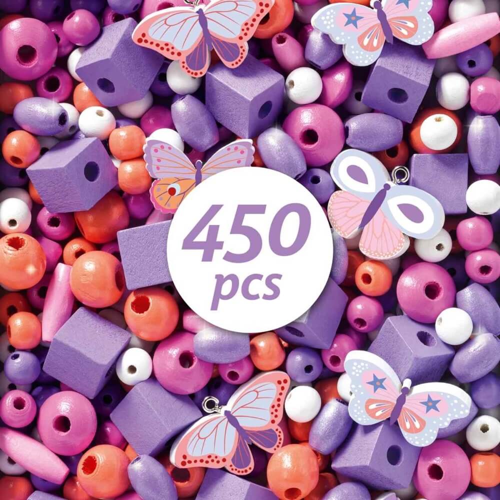 Perles en bois - Papillons (450 pcs) - Jeux de motricité fine - Boutique LeoLudo - Djeco