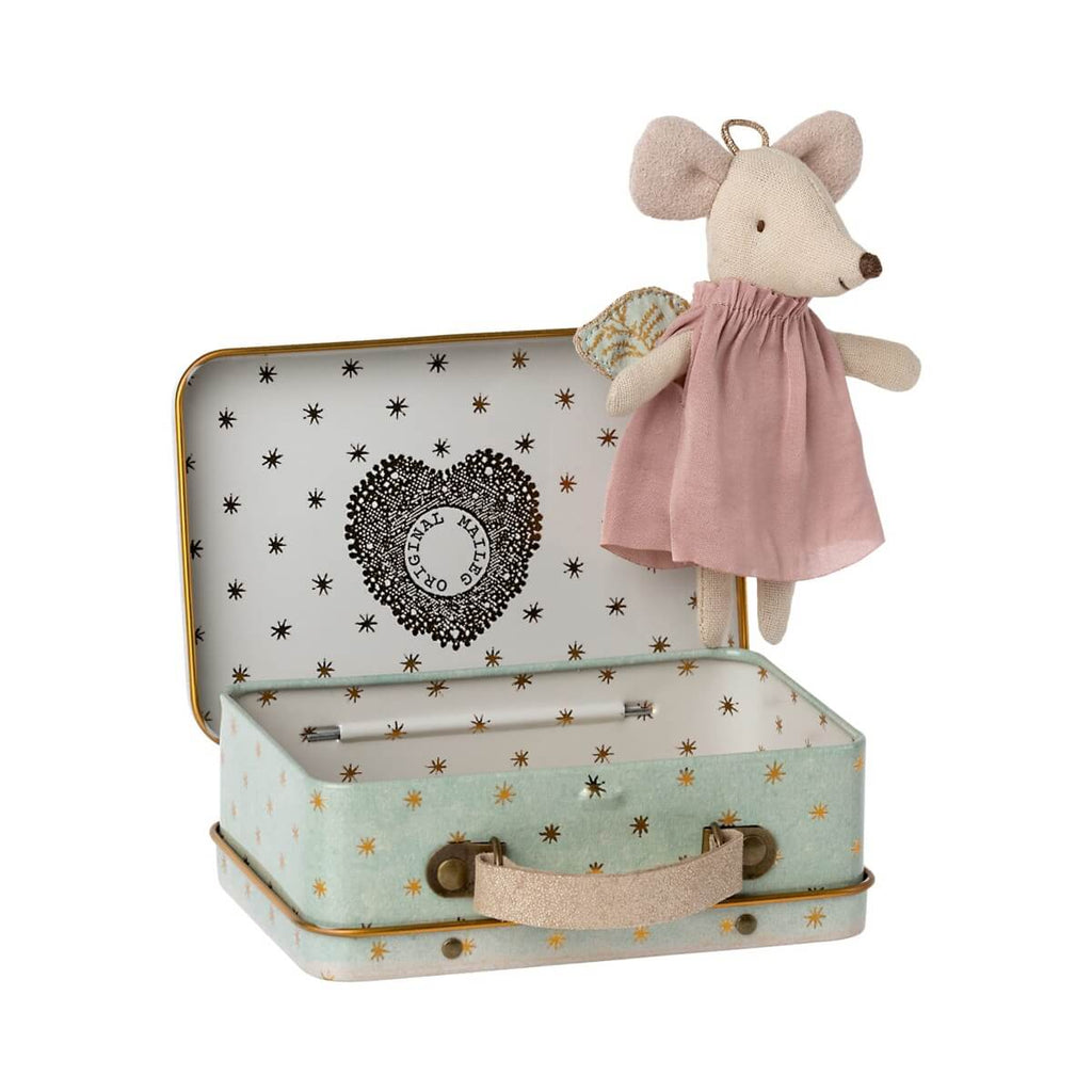 Petite sœur souris, ange gardien dans une valise en métal-Maileg-Boutique LeoLudo