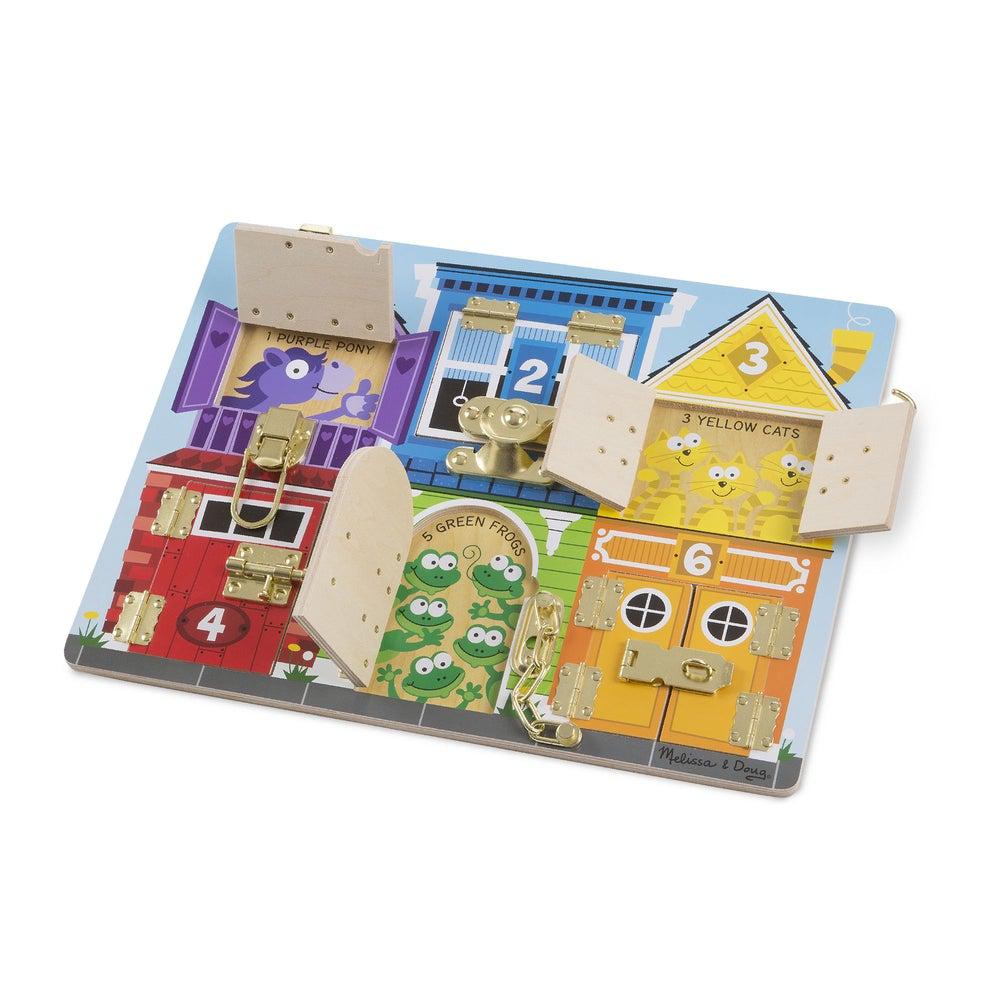 Planche avec portes à serrure - Jeux de motricité fine - Boutique LeoLudo - Melissa & Doug