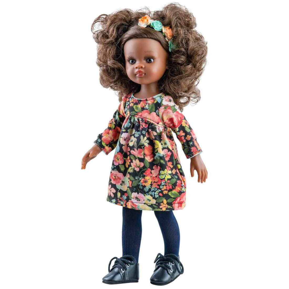 Poupée Las Amigas - Nora en robe noire fleurie - Poupées - Boutique LeoLudo - Paola Reina