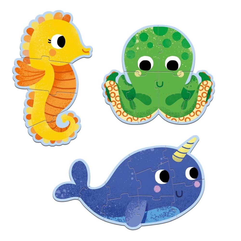 Primo puzzle - Dans la mer (4, 6, 9 mcx) - Casse - têtes - Boutique LeoLudo - Djeco
