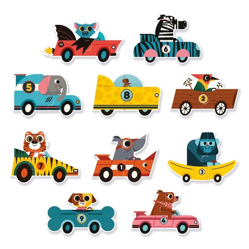Puzzle duo - Bolides (10 x 2 pcs.) - Casse - têtes - Boutique LeoLudo - Djeco