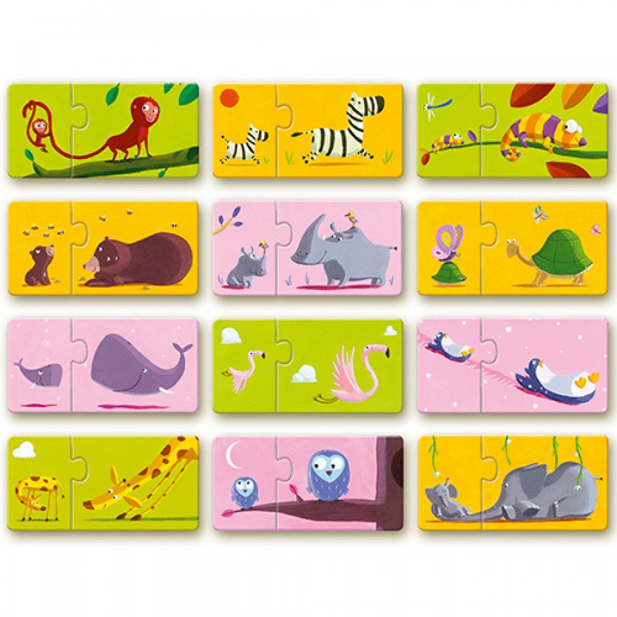 Puzzle duo - Mamans et bébés animaux - Casse - têtes - Boutique LeoLudo - Djeco