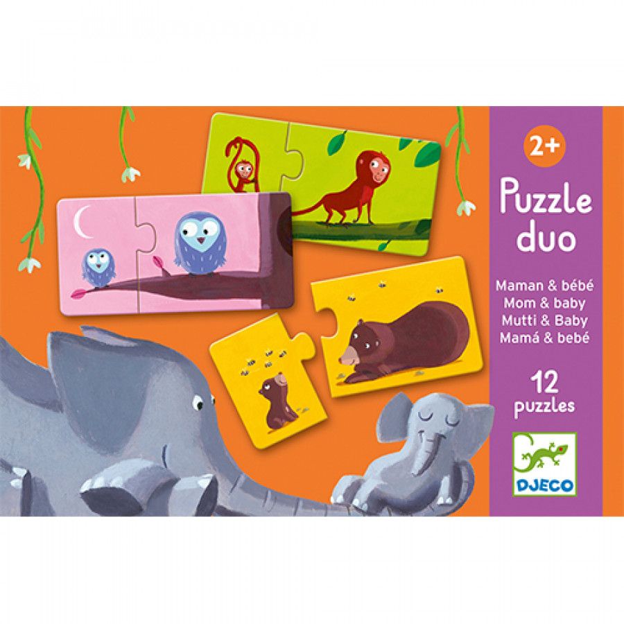 Puzzle duo - Mamans et bébés animaux - Casse - têtes - Boutique LeoLudo - Djeco