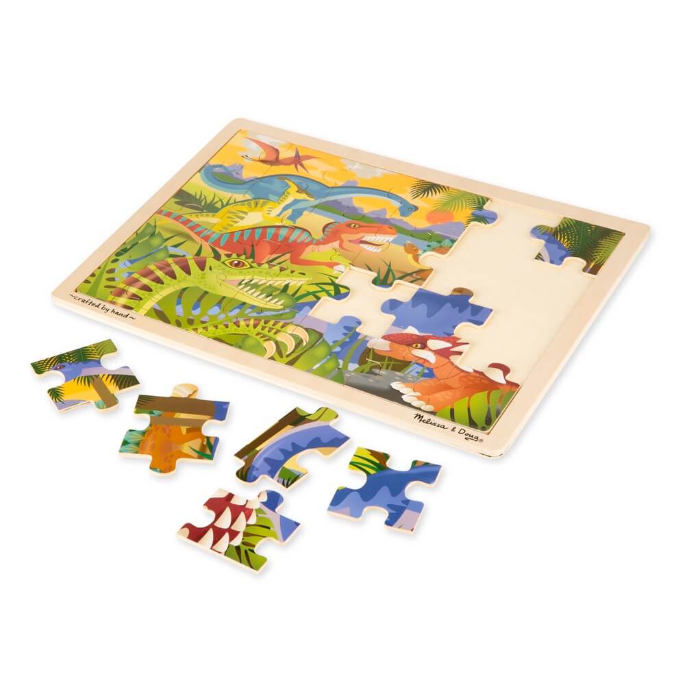 Puzzle en bois à encastrer - Dinosaures (24 pcs) - Casse - têtes - Boutique LeoLudo - Melissa & Doug