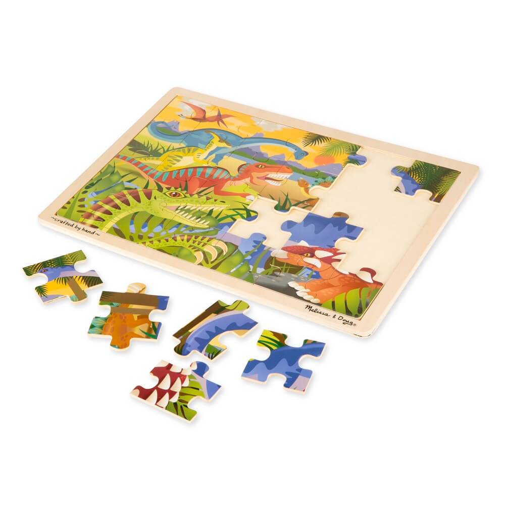 Puzzle en bois à encastrer - Dinosaures (24 pcs)-Melissa & Doug-Boutique LeoLudo