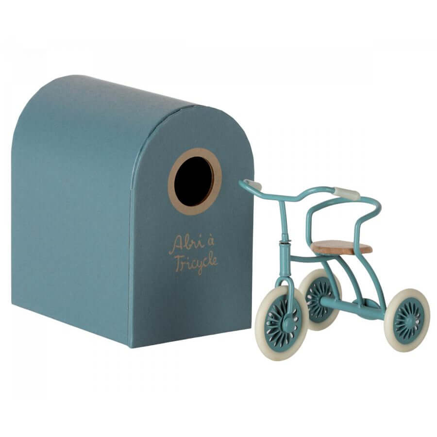Tricycle et abri pour souris - Bleu pétrole-Maileg-Boutique LeoLudo